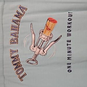 Tommy Bahama Hawaiian Shirt Men 3XL Aqua Silk One Minute Workout corkscrew